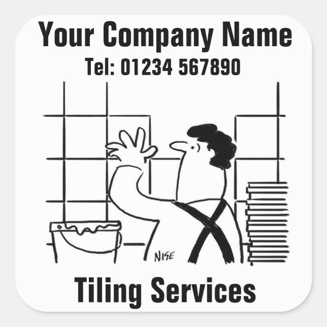 Tiling Services Cartoon Stickers (Front)