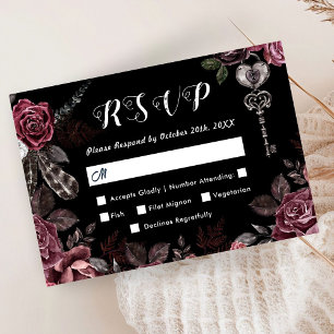 Till Death Black Gothic Dark Floral Elegant RSVP