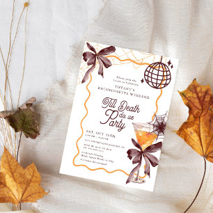Till Death Bow Cocktail Halloween Bacheloerette Invitation