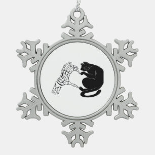 Till Death Cats Do Us Part Classic Snowflake Pewter Christmas Ornament