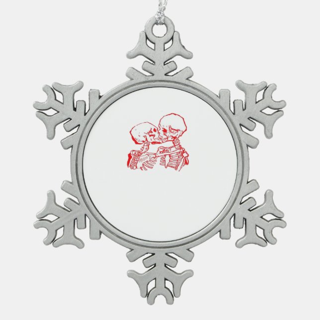 Till Death Do Us Apart (Red Transparent) Snowflake Pewter Christmas Ornament (Front)