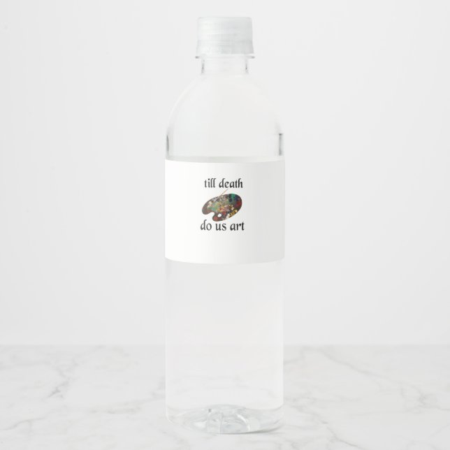 Till Death Do Us Art Funny Creative Design Water Bottle Label (Front)