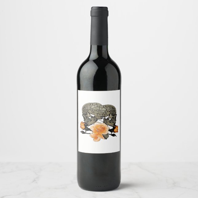 Till Death Do Us Funny Design For Halloween Wine Label (Front)
