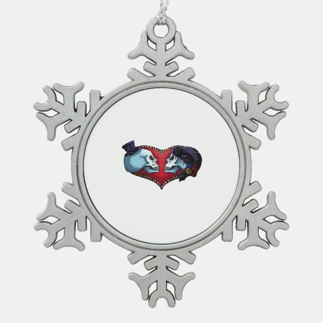 Till Death Do Us Part (Back Bg Variant) Graphic Snowflake Pewter Christmas Ornament (Front)