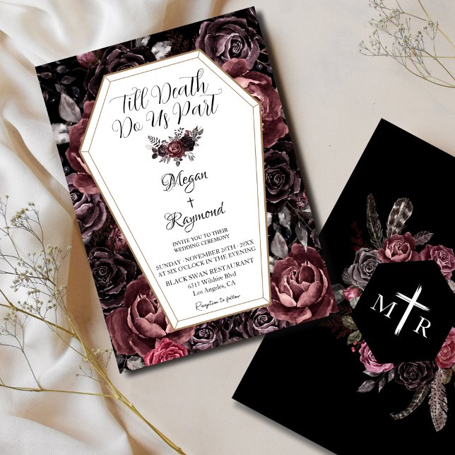 Till Death Do Us Part | Black Dark Goth Wedding Invitation (Creator Uploaded)