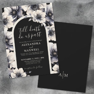 Till Death Do Us Part Black Floral Wedding Invitation