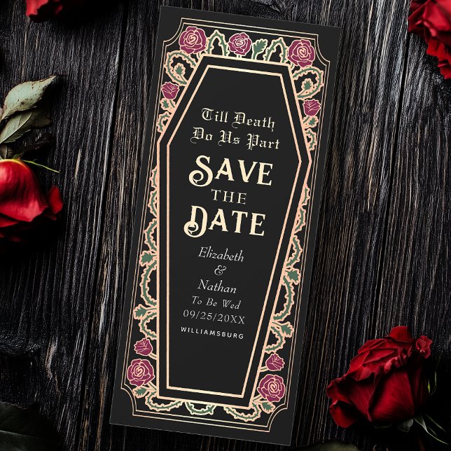 Till Death Do Us Part Black Goth Save the Date Invitation (Creator Uploaded)