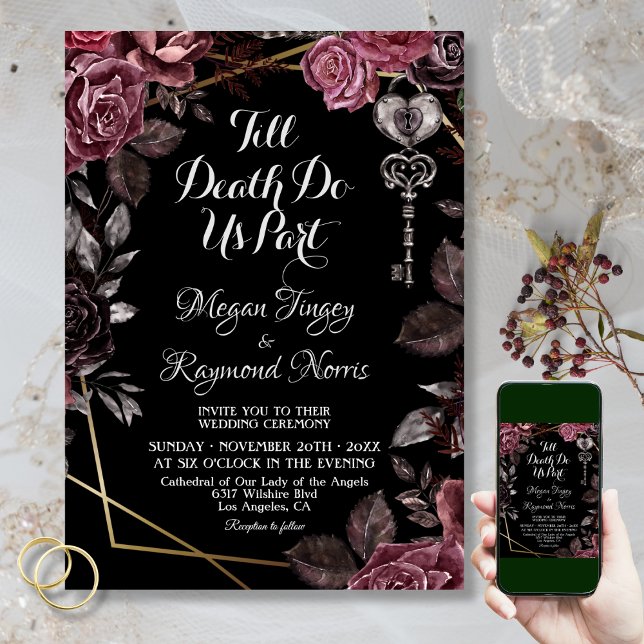 Till Death Do Us Part | Black Gothic Dark Florals Invitation (Creator Uploaded)