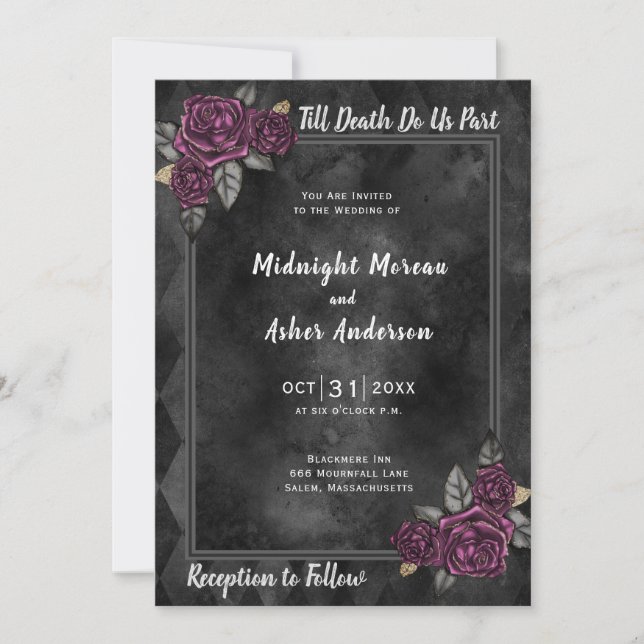 Till Death Do Us Part Black Wedding Invitation (Front)