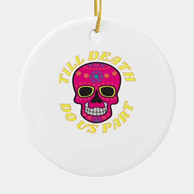 Till Death Do Us Part Classic – Gothic Wedding Ceramic Tree Decoration (Front)