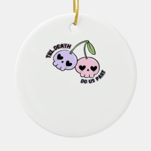 Till Death Do Us Part - Cute Goth Skull Design Cla Ceramic Tree Decoration