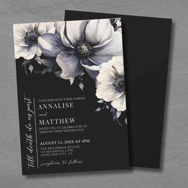 Till Death Do Us Part Floral Gothic Wedding Invitation (Till Death Do Us Part Floral Gothic Wedding Invitation)