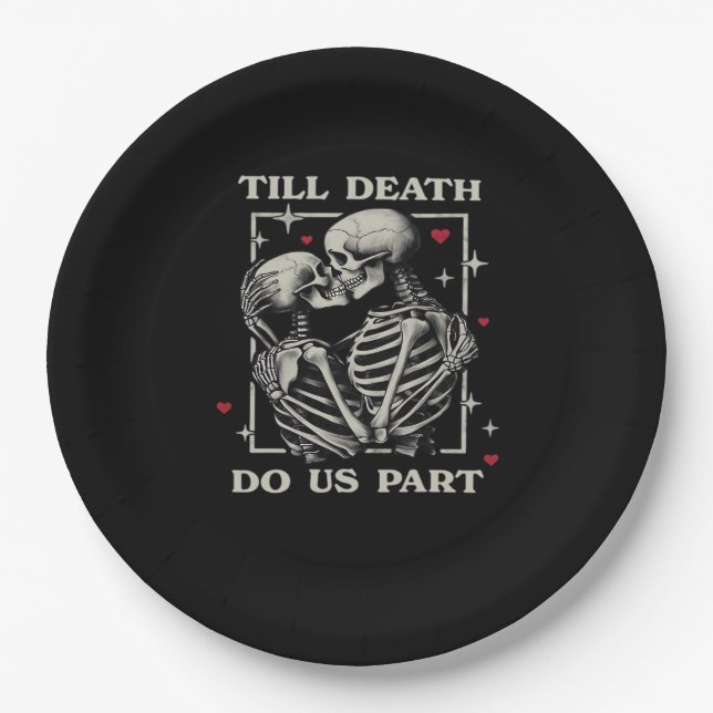 Till Death Do Us Part – Funny Halloween Slogan Paper Plate (Front)