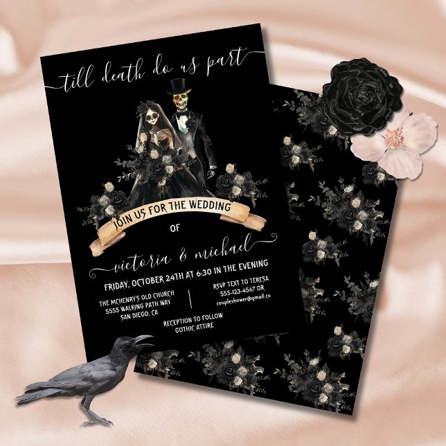 Till death do us Part Goth Corpse Bride & Groom Invitation (Creator Uploaded)