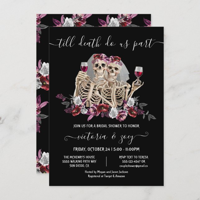 Till death do us Part Goth Skeleton Brides wedding Invitation (Front/Back)