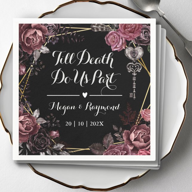 Till Death Do Us Part | Gothic Black Dark Wedding Napkin (Creator Uploaded)