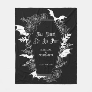 Till Death Do Us Part Gothic Floral Black Wedding Fleece Blanket