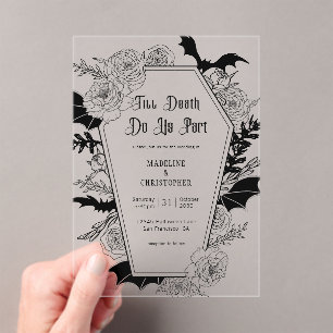 Till Death Do Us Part Gothic Floral Wedding Acrylic Invitations