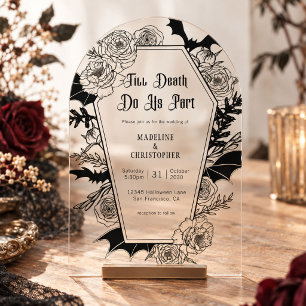 Till Death Do Us Part Gothic Floral Wedding Acrylic Invitations
