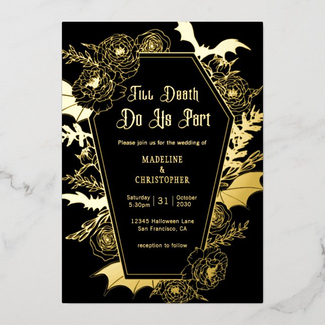 Till Death Do Us Part Gothic Glam Black Wedding (Front)