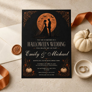Till Death Do Us Part Gothic Halloween Wedding Invitation