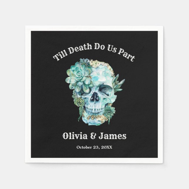 Till Death Do Us Part Gothic Halloween Wedding  Napkin (Front)
