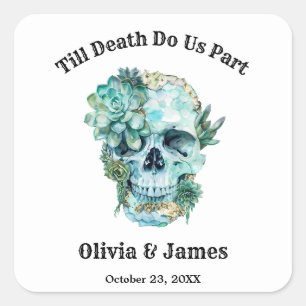 Till Death Do Us Part Gothic Halloween Wedding  Square Sticker
