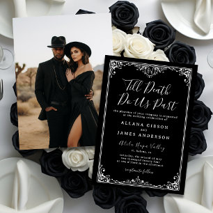 Till Death Do Us Part Gothic Monogram Wedding Invitation