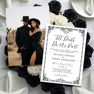 Till Death Do Us Part Gothic Monogram Wedding Invitation