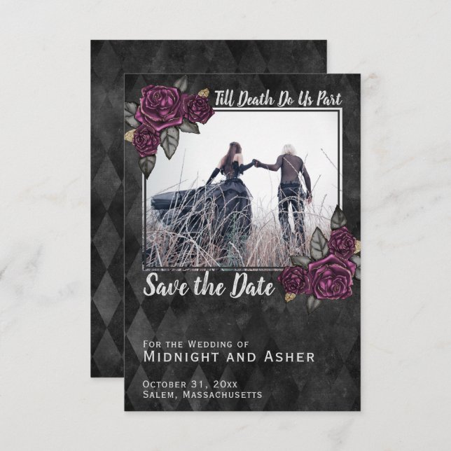 Till Death Do Us Part Gothic Rose Save the Date (Front/Back)