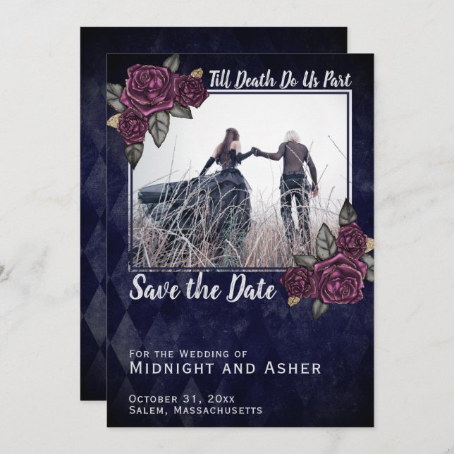 Till Death Do Us Part Gothic Rose Save the Date (Front/Back)