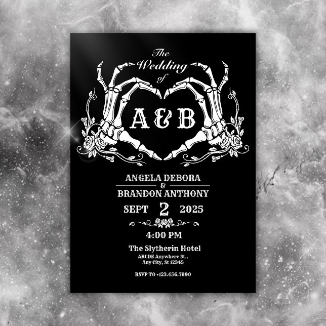 Till Death do us part gothic skeleton wedding Invitation (Creator Uploaded)