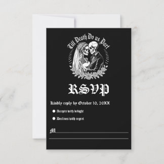 Till Death Do Us Part Gothic Skeleton Wedding  RSVP Card