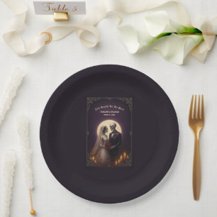 Till Death Do Us Part Gothic Skeletons Wedding Paper Plate