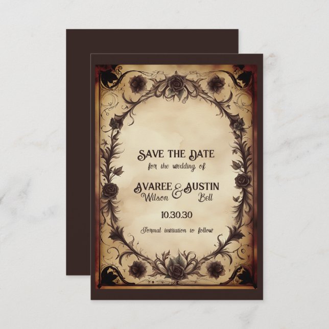 Till Death Do Us Part Gothic Style Wedding Save The Date (Front/Back)