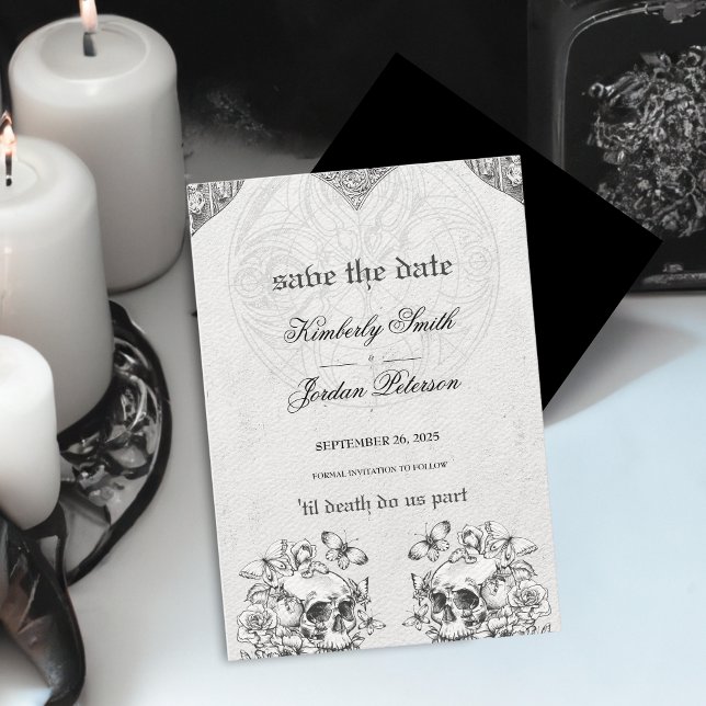 Till Death Do us Part Gothic Wedding Black & White Invitation (Creator Uploaded)
