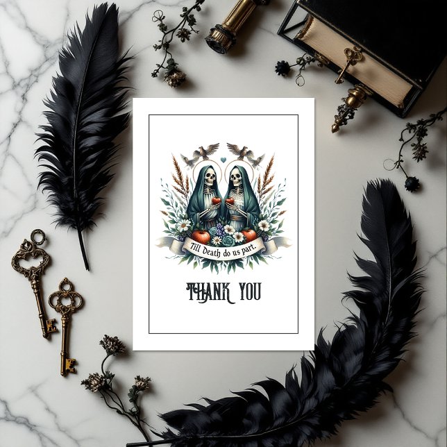 "Till Death Do Us Part" Gothic Wedding Photo Thank You Card ("Till Death Do Us Part" Gothic Wedding Photo Thank You Card)