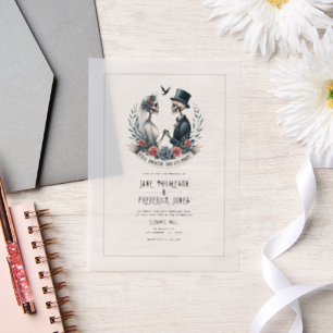 "Till Death Do Us Part" Gothic Wedding Photo Vellum Invitations