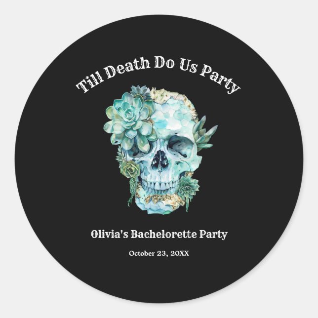 Till Death Do Us Part Halloween Bachelorette Party Classic Round Sticker (Front)