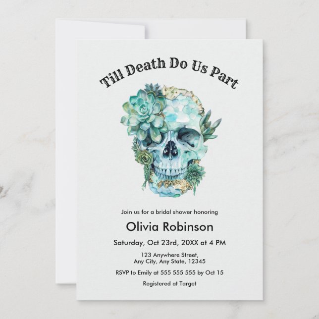 Till Death Do Us Part Halloween Bridal Shower Invitation (Front)