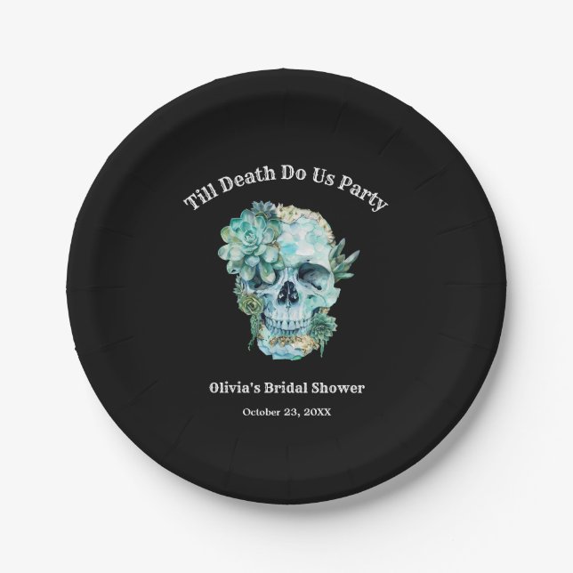 Till Death Do Us Part Halloween Bridal Shower Paper Plate (Front)