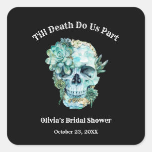 Till Death Do Us Part Halloween Bridal Shower Square Sticker