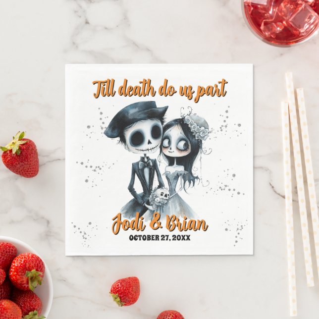 Till Death Do Us Part Halloween Wedding Napkin (Insitu)