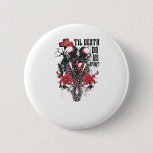 Till Death Do Us Part – Minimalist Skeleton Art Fo 6 Cm Round Badge