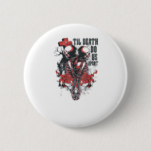 Till Death Do Us Part – Minimalist Skeleton Art Fo 6 Cm Round Badge