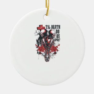 Till Death Do Us Part – Minimalist Skeleton Art Fo Ceramic Tree Decoration
