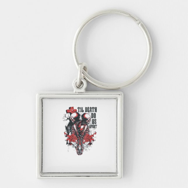 Till Death Do Us Part – Minimalist Skeleton Art Fo Key Ring (Front)