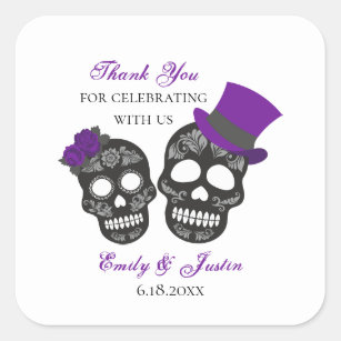 Till Death Do Us Part   Purple Wedding Favour Square Sticker