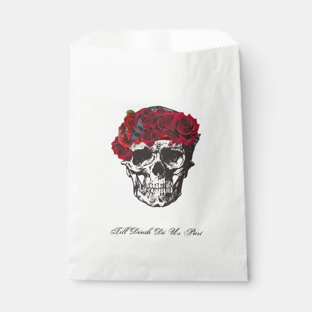 Till Death Do Us Part Red Rose Wedding Cake Favour Bags (Front)