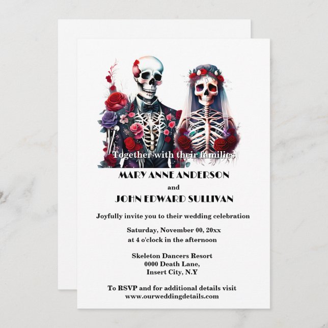 Till death do us part red white goth chic wedding invitation (Front/Back)